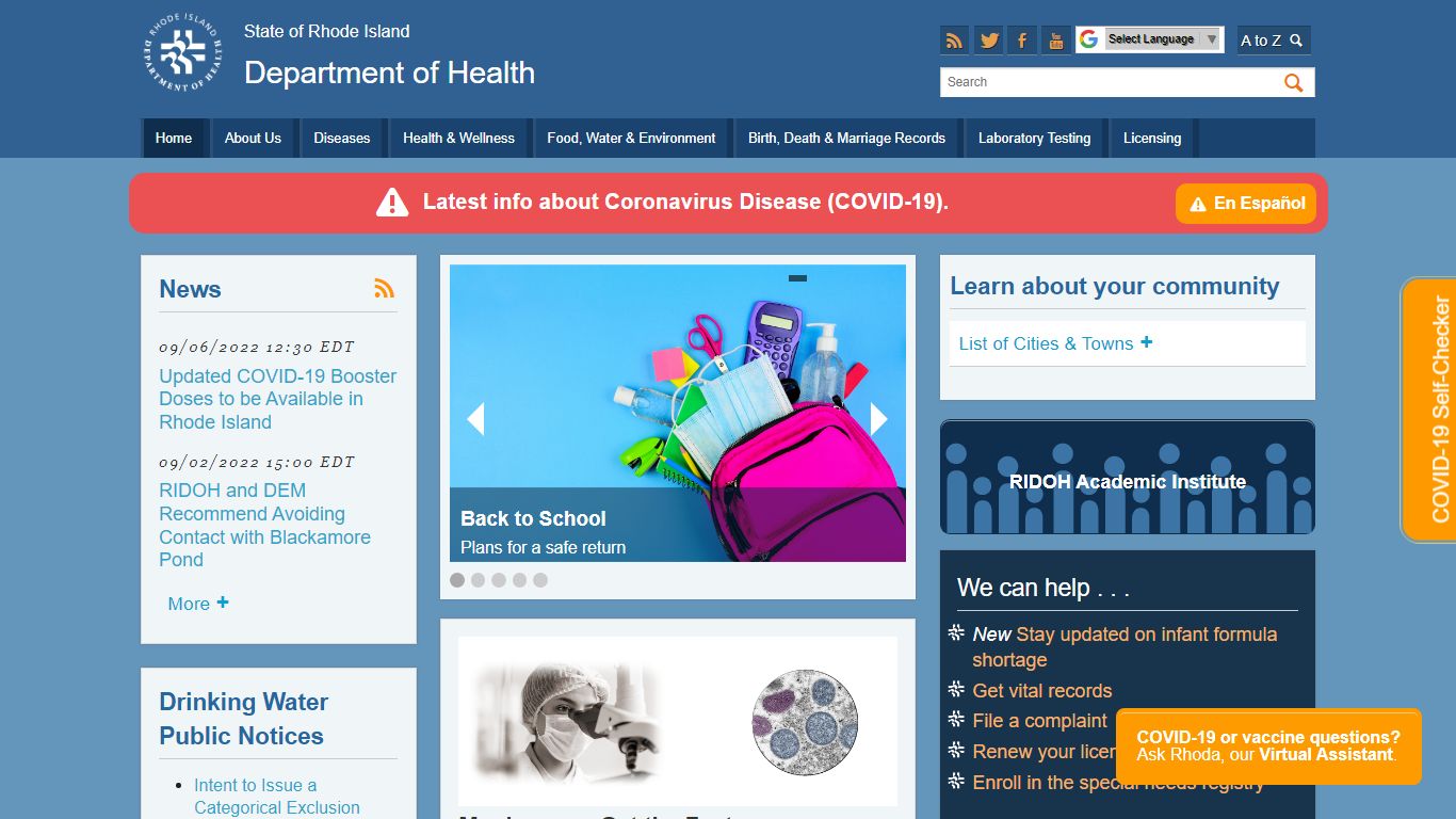 Home: Department of Health - Rhode Island